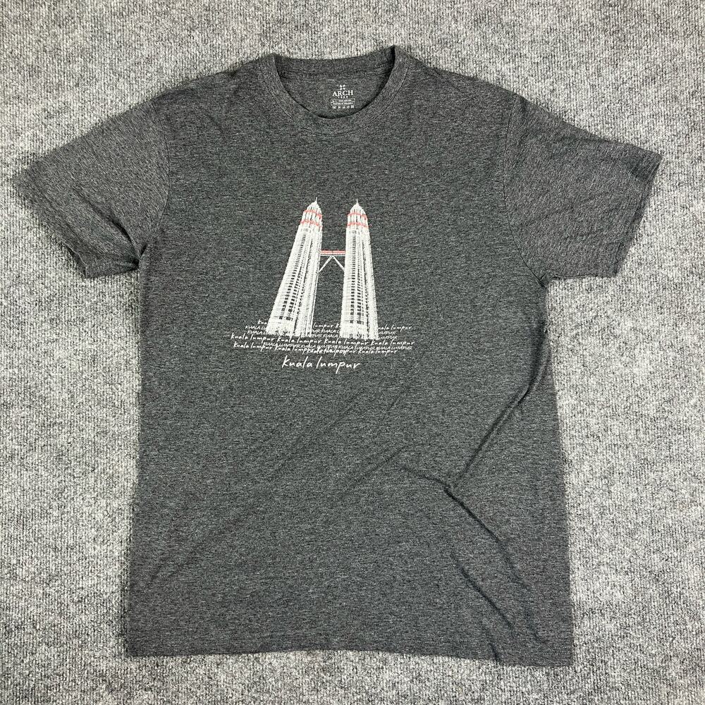 Arch Kuala Lumpur Grey T-Shirt Men's Large Graphic Tourist Souvenir‎
